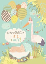 Stork Baby Heart Card Free Stock Photo - Public Domain Pictures