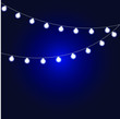 Christmas fairy light bulbs on a blue background