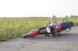 Photo red motorcycle on the road, the concept of road accidents