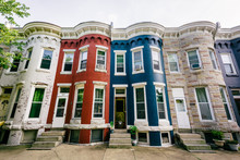 Colorful Row Houses In Hampden, Baltimore, Maryland