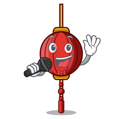 Wall Mural - Singing chinese lantern mascot cartoon