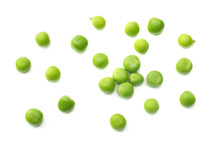 Fresh Green Peas Isolated On A White Background. Top View
