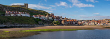 Panoramic Image Of Whitby Across Tate Hill Sands, North Yorkshire, England.