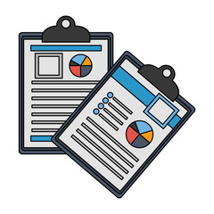 Sticker - office clipboard document report diagram vector illustration