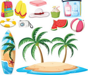 Poster - Set of beach objects