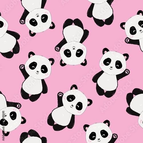 Fotomural Seamless Cute Cartoon Panda Pattern