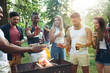 © master1305 - Group of friends making barbecue in the backyard. concept about good and positive mood with friends