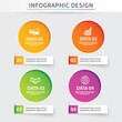 Infographics circle paper with 4 data template. Vector illustration background. Can be used for workflow layout, business step, banner, web design.