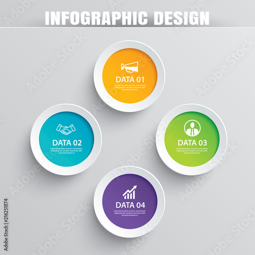 Photographie Infographics circle paper with 4 data template