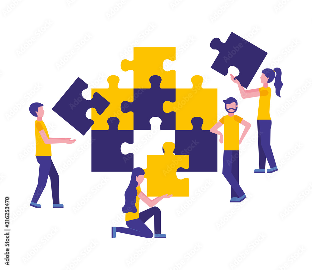 team work with puzzle pieces Stock Vector | Adobe Stock