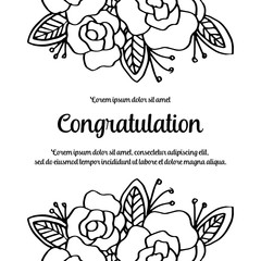 Vintage flower art congratulation design vector illustration