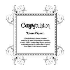 Congratulation card with flower frame art vector illustration