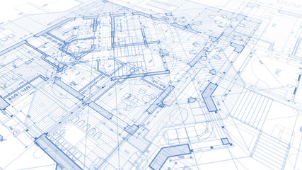 architecture design: blueprint plan - illustration of a plan modern residential building / technolog