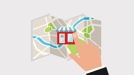 Sticker - hand touching map destination restaurant animation hd