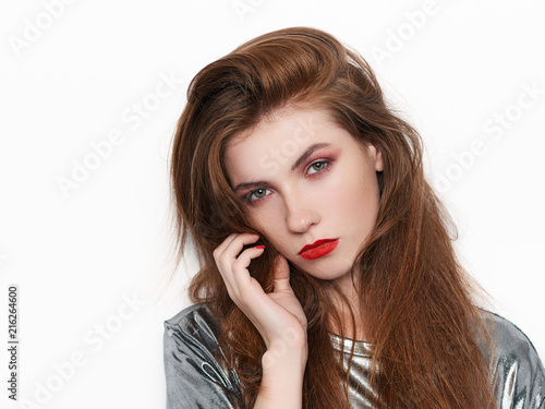 Headshot Of Young Beautiful Excited Woman With Gorgeous Natural