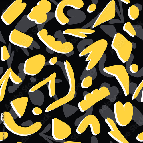 Fotografie, Obraz Abstract Cut Out Shapes, Vector Pattern Seamless Background, Bold Hand Drawn Doo