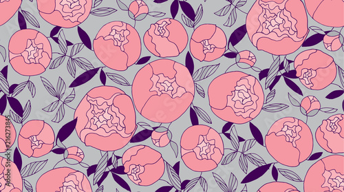 Tender pink round peony flo...