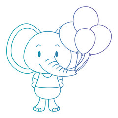 Sticker - cute and adorable elephant with balloons helium