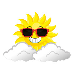 Sticker - summer sun with sunglasses