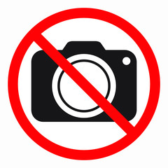 Canvas Print - No cameras allowed sign. Red prohibition no camera sign. No taking pictures, no photographs sign.