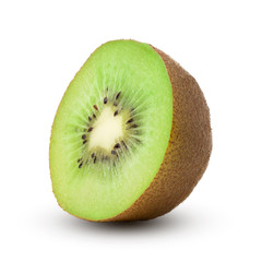 Wall Mural - Half of ripe green kiwi isolated on white background. with clipping path