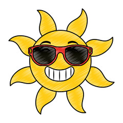 Poster - summer sun with sunglasses vector illustration design