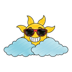 Sticker - summer sun with sunglasses