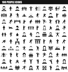 100 people icon set. Simple set of 100 people vector icons for web design isolated on white background
