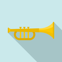 Canvas Print - Gold trumpet icon. Flat illustration of gold trumpet vector icon for web design