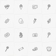 Candies line icon set with donuts, chocolate bar and candy