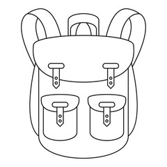 Sticker - Climbing backpack icon. Outline climbing backpack vector icon for web design isolated on white background