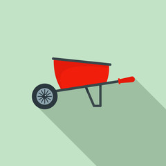 Wall Mural - One wheel barrow icon. Flat illustration of one wheel barrow vector icon for web design