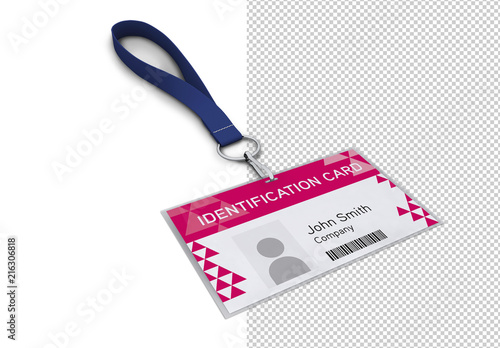 Download Id Badge With Neck Strap Mockup Stock Template Adobe Stock
