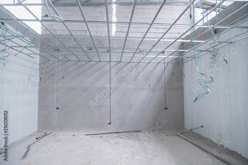 Construction Concept With Gypsum Ceiling With Hanging