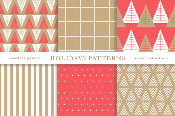 Wall Mural - Winter holidays seamless patterns