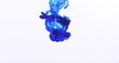 Blue ink drops in water slow motion
