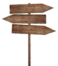 Old Weathered Wood Arrows Sign - Triple Signpost