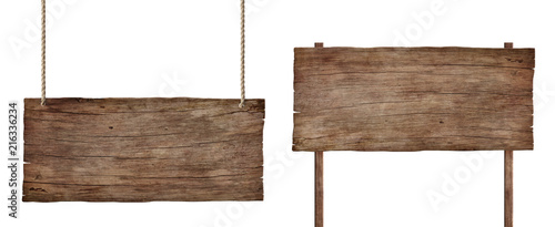 Cuadros en Lienzo old weathered wood sign isolated on white background