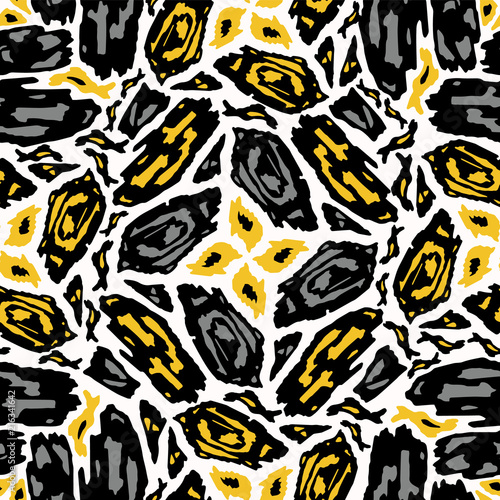 Abstract Geometric Shapes Vector Pattern Seamless Background Bold Hand Drawn Graphic Illustration For Trendy Home Decor Modern Fashion Print Wallpaper Retro Decor High Contrast Black Yellow Buy This Stock Vector And