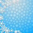 © Olga Moonlight - Christmas illustration with semicircle of big white snowflakes with shadows on light blue background
