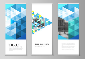 Wall Mural - the vector illustration of the editable layout of roll up banner stands, vertical flyers, flags desi