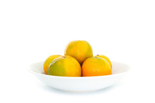 Orange Bowl Fruit Fresh On White Background