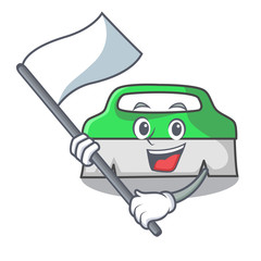 Poster - With flag scrub brush mascot cartoon