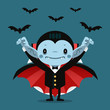 Cute cartoon tiny Dracula smiling