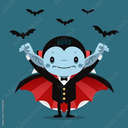 Fotomural Cute cartoon tiny Dracula smiling