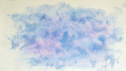 Poster - Blue pink texture with watercolor sky stains handmade Background