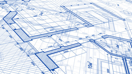 architecture design: blueprint plan - illustration of a plan modern residential building / technolog