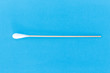 cotton bud, swab clean healthcare top view on blue background