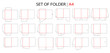 Folder set with gusset die cut stamp. Empty shablon template for A4 documents and business card with lock. Vector black isolated circuit, line folder on white background.