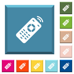 Canvas Print - Working remote control white icons on edged square buttons